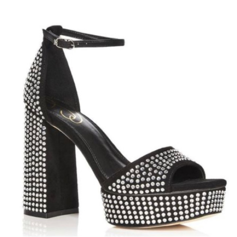 Sam Edelman Women's NELLIE GLITZ Platform Black Embellished Heels NEW MSRP $190